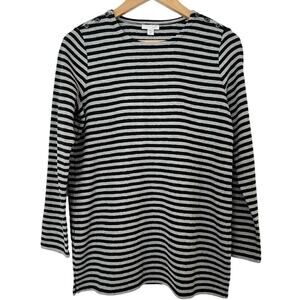 J. Jill WearEver Tunic Top Women’s Sz PS  Small Black Gray Stripes NWT Travel